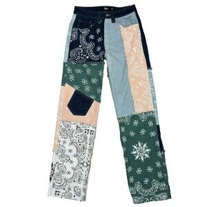Jaded London Skater Patchwork Jeans Mens 28 Multicolor Paisley Grunge Streetwear